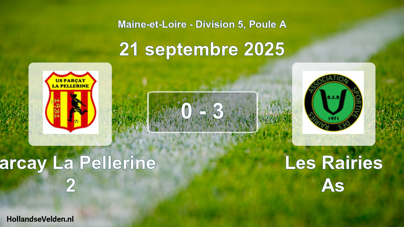 Gespeelde wedstrijd: Parcay La Pellerine 2 - Les Rairies As 0 - 3 (21 september 2025)