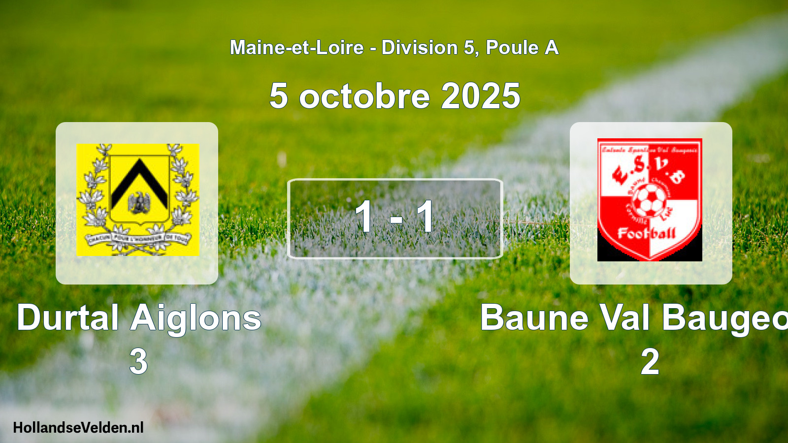 Total number of matches played: Durtal Aiglons 3 - Baune Val Baugeois 2 1 - 1 (5 October 2025)