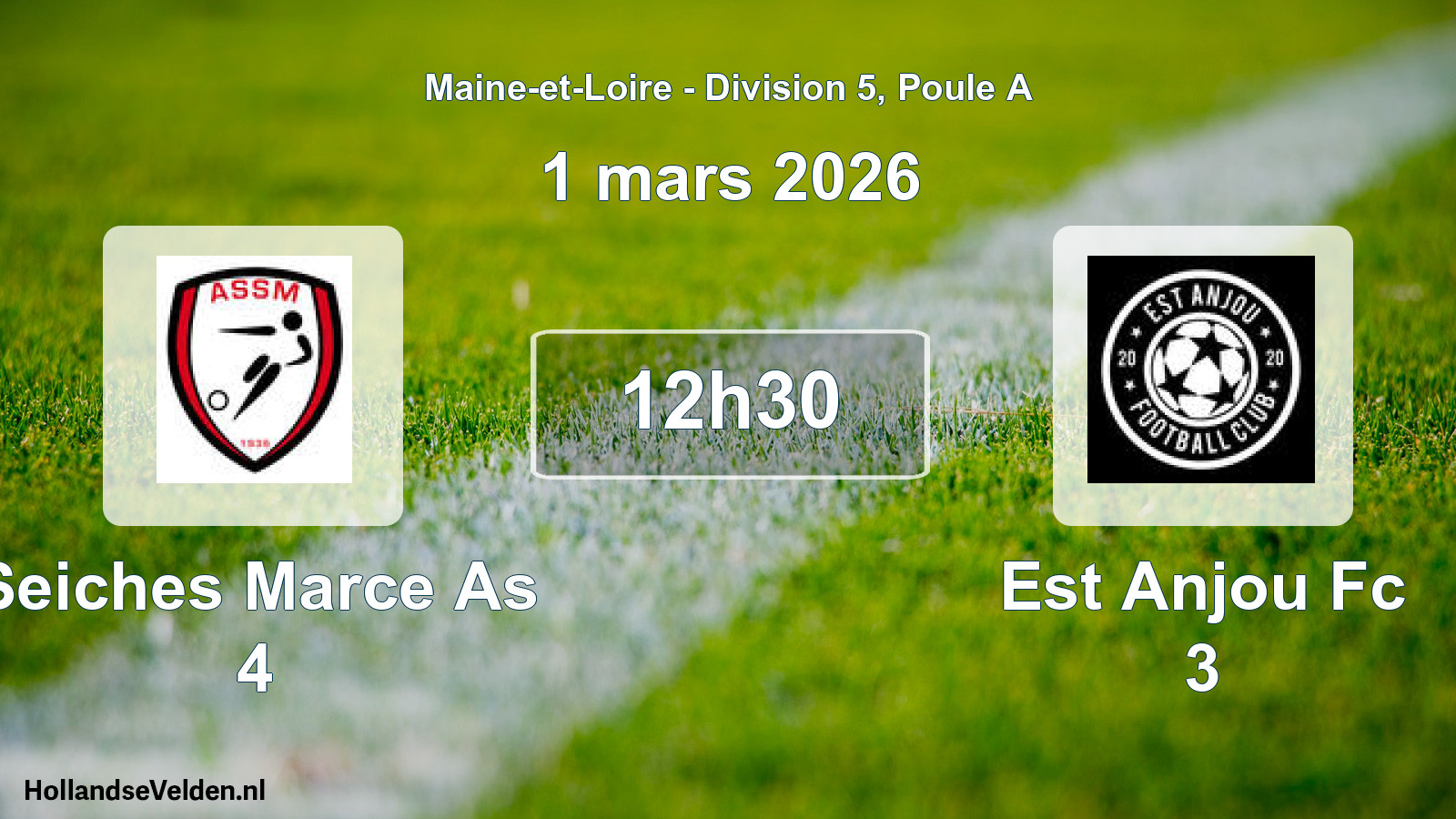Geplande wedstrijd: Seiches Marce As 4 - Est Anjou Fc 3 (1 maart 2026)
