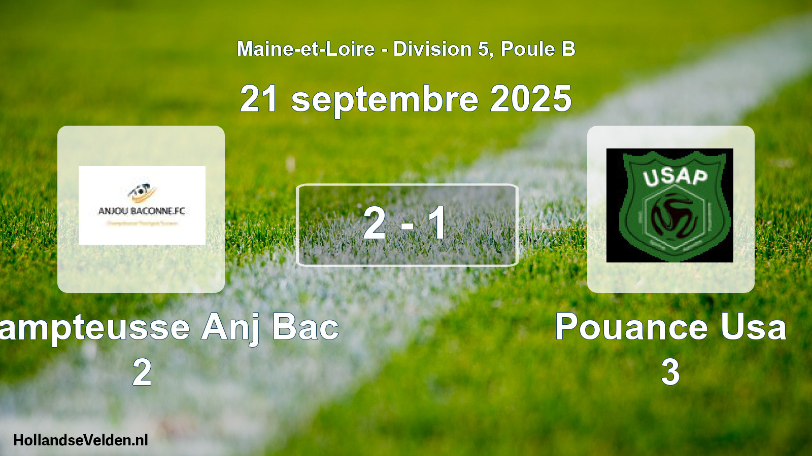 Total number of matches played: Champteusse Anj Bac 2 - Pouance Usa 3 2 - 1 (21 September 2025)