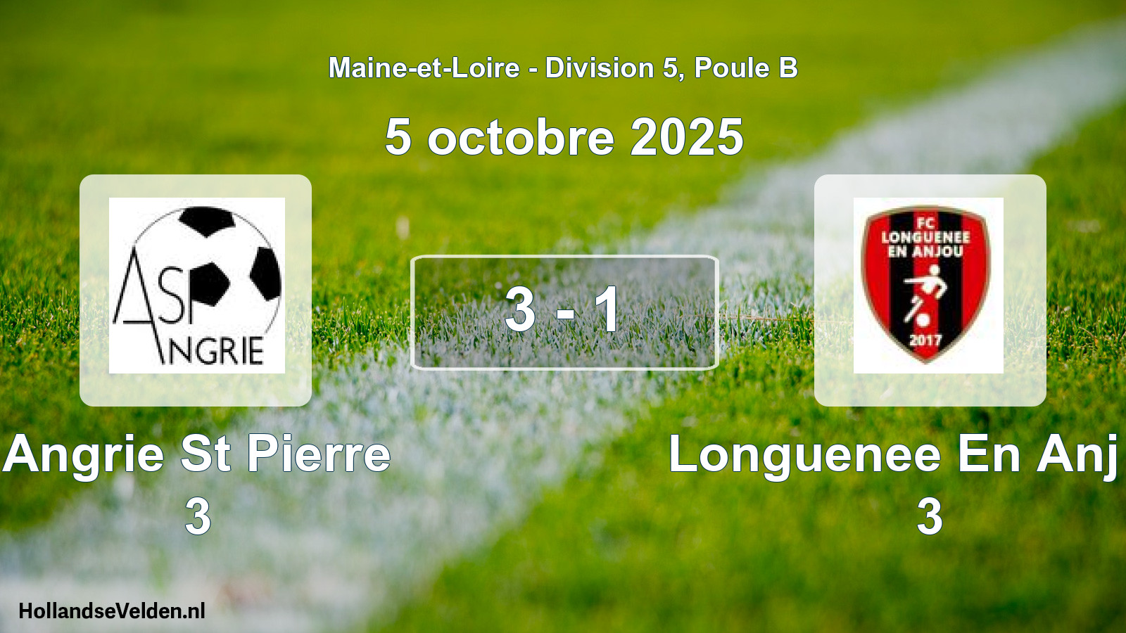 Total number of matches played: Angrie St Pierre 3 - Longuenee En Anj Fc 3 3 - 1 (5 October 2025)
