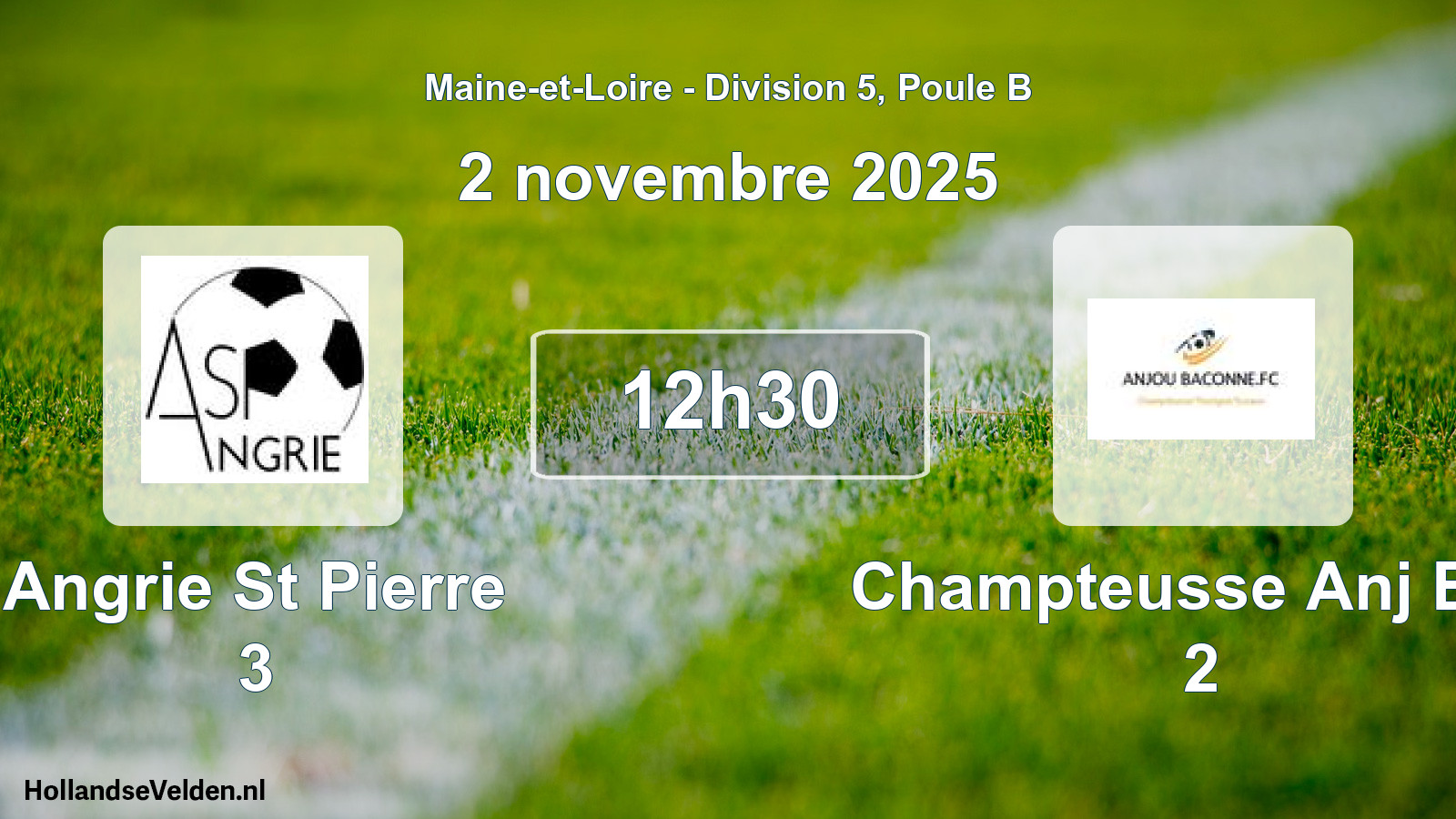 Geplande wedstrijd: Angrie St Pierre 3 - Champteusse Anj Bac 2 (2 novembre 2025)