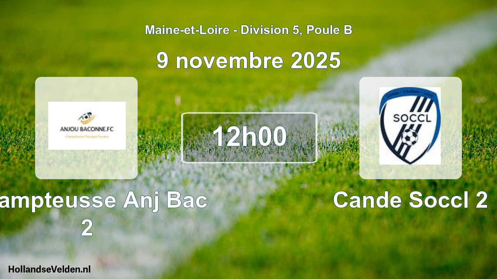 Geplande wedstrijd: Champteusse Anj Bac 2 - Cande Soccl 2 (9 novembre 2025)