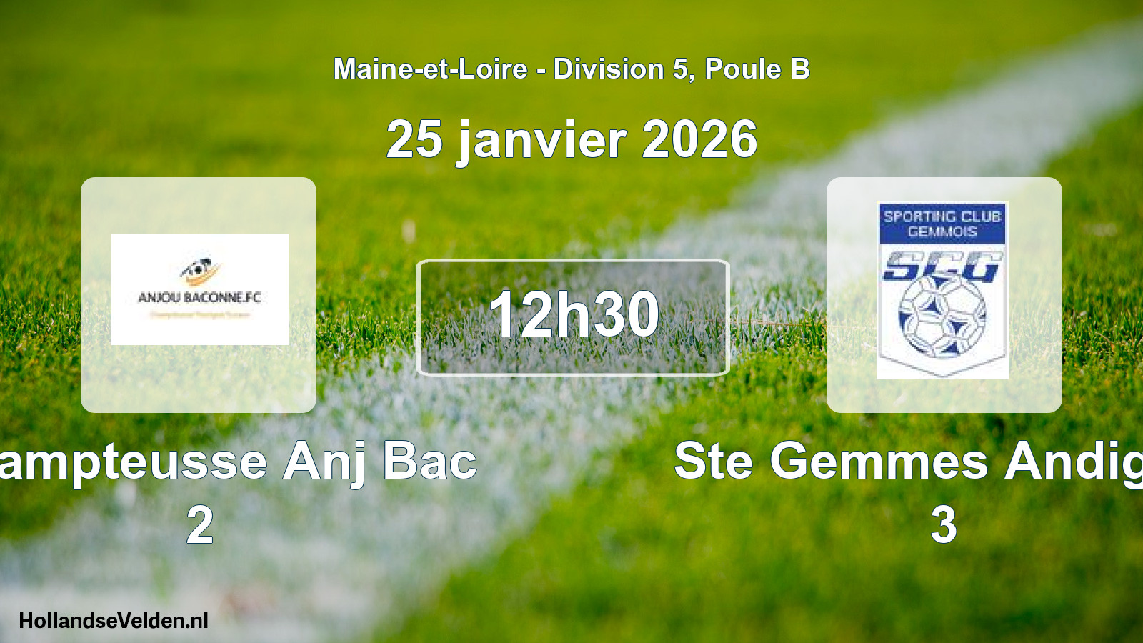 Geplande wedstrijd: Champteusse Anj Bac 2 - Ste Gemmes Andigne 3 (25 janvier 2026)