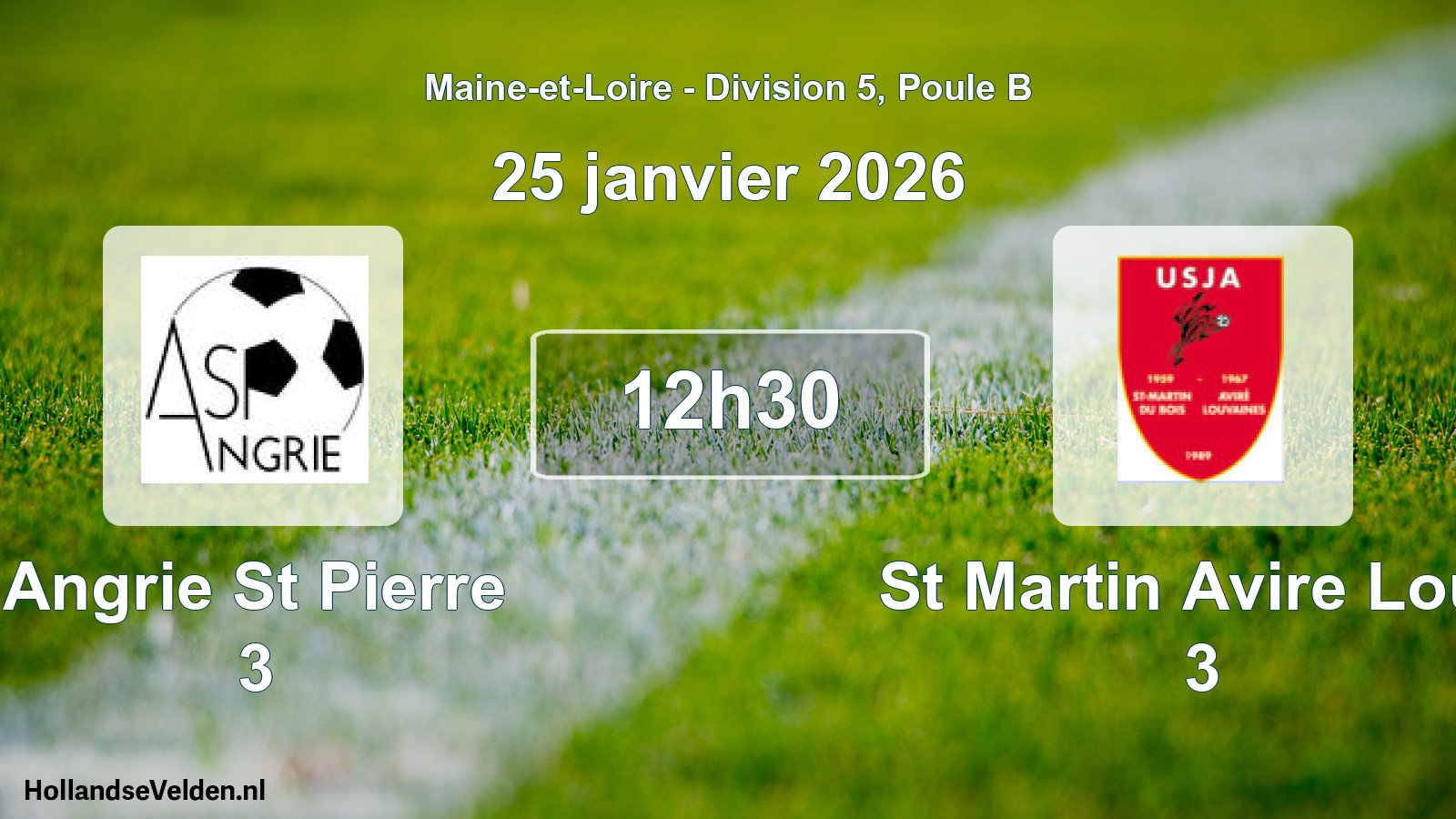 Geplande wedstrijd: Angrie St Pierre 3 - St Martin Avire Louv 3 (25 janvier 2026)