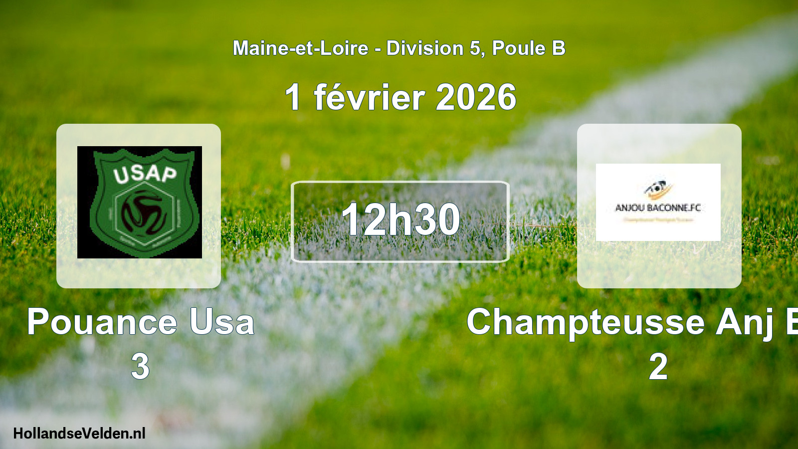 Geplande wedstrijd: Pouance Usa 3 - Champteusse Anj Bac 2 (1 février 2026)