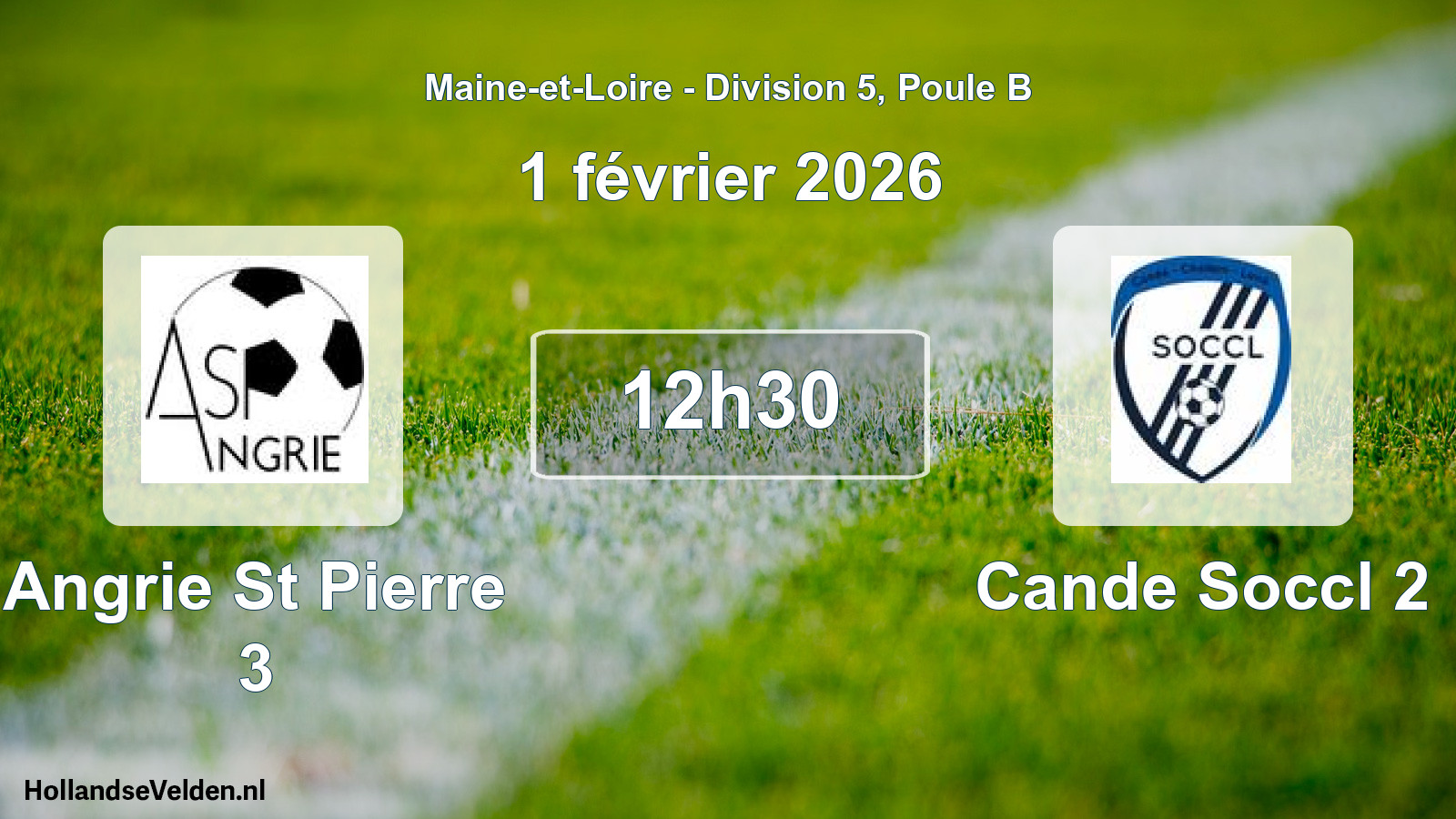 Geplande wedstrijd: Angrie St Pierre 3 - Cande Soccl 2 (1 février 2026)