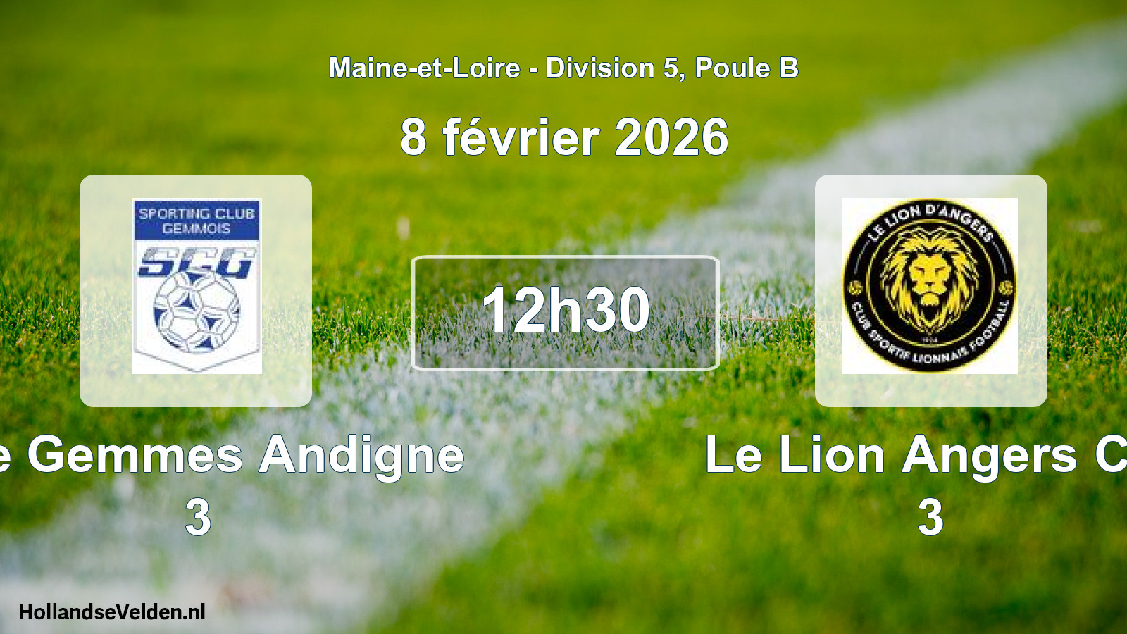 Geplande wedstrijd: Ste Gemmes Andigne 3 - Le Lion Angers Cs 3 (8 février 2026)