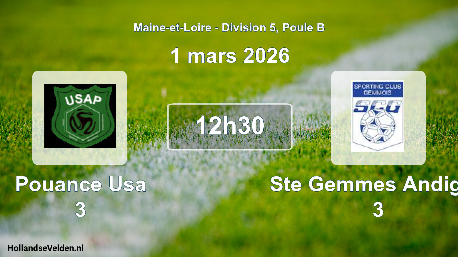 Scheduled Match: Pouance Usa 3 - Ste Gemmes Andigne 3 (1 March 2026)