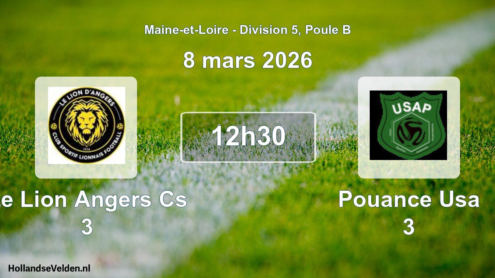 Scheduled Match: Le Lion Angers Cs 3 - Pouance Usa 3 (8 March 2026)