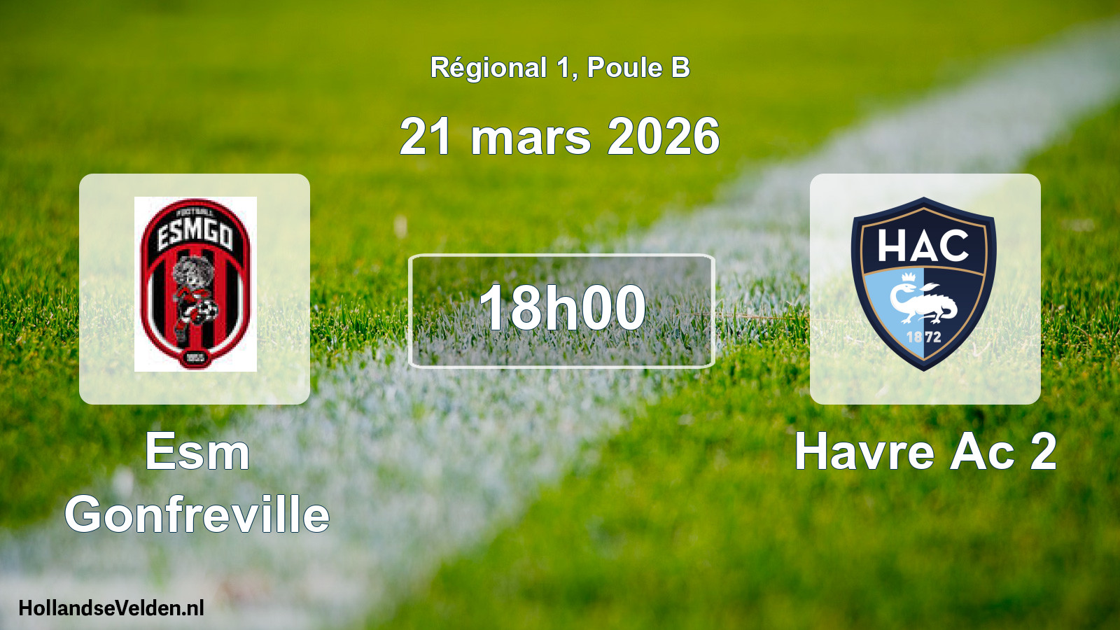 Geplande wedstrijd: Esm Gonfreville - Havre Ac 2 (21 mars 2026)