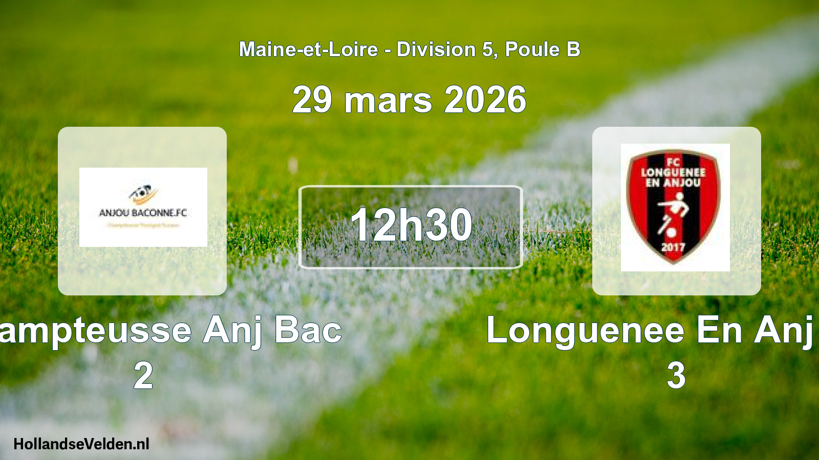 Geplande wedstrijd: Champteusse Anj Bac 2 - Longuenee En Anj Fc 3 (29 maart 2026)