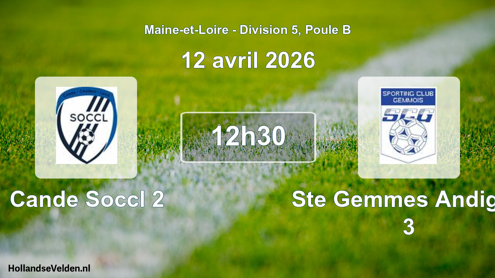 Geplande wedstrijd: Cande Soccl 2 - Ste Gemmes Andigne 3 (12 avril 2026)