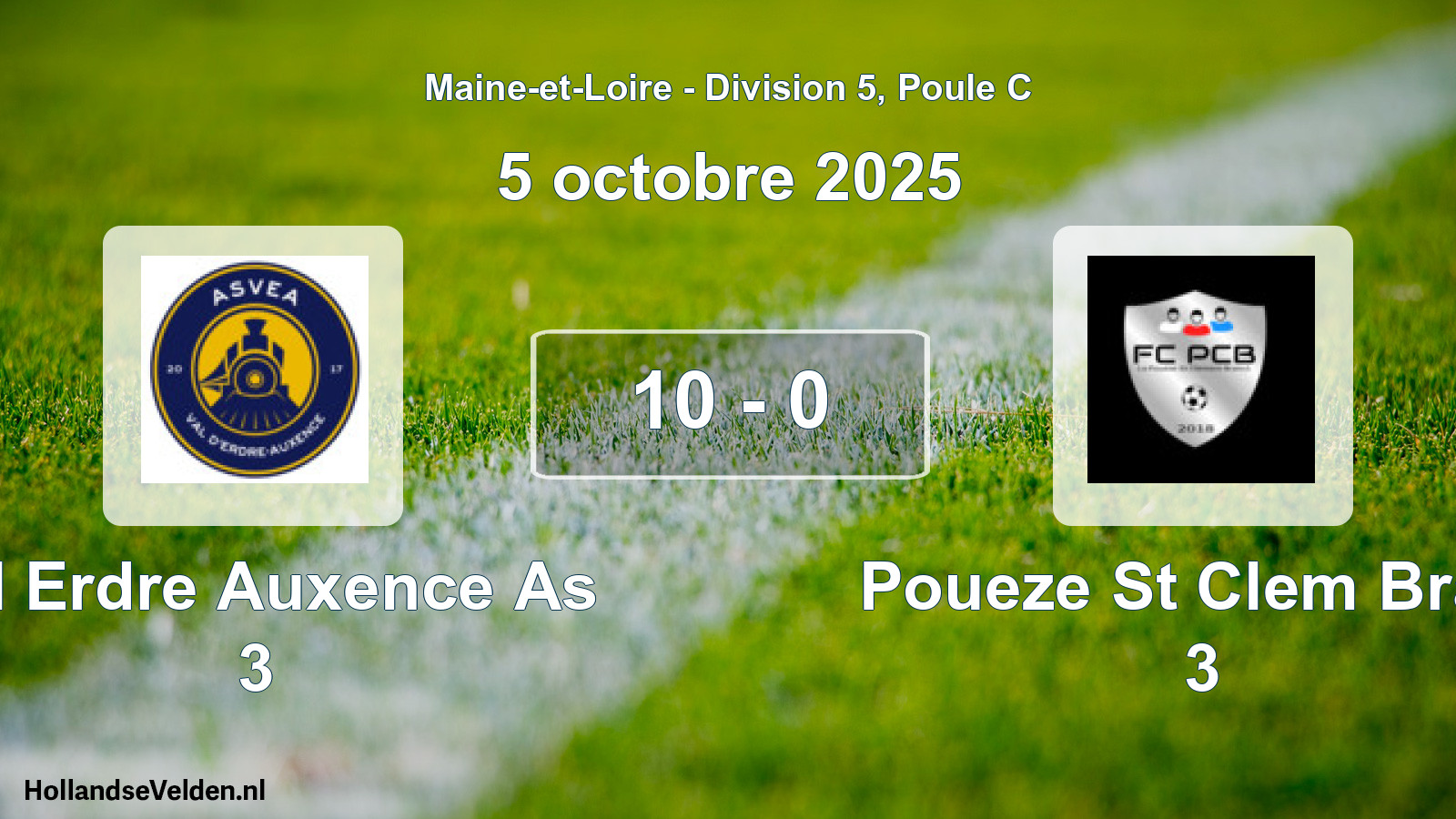 Gespeelde wedstrijd: Val Erdre Auxence As 3 - Poueze St Clem Brain 3 10 - 0 (5 octobre 2025)