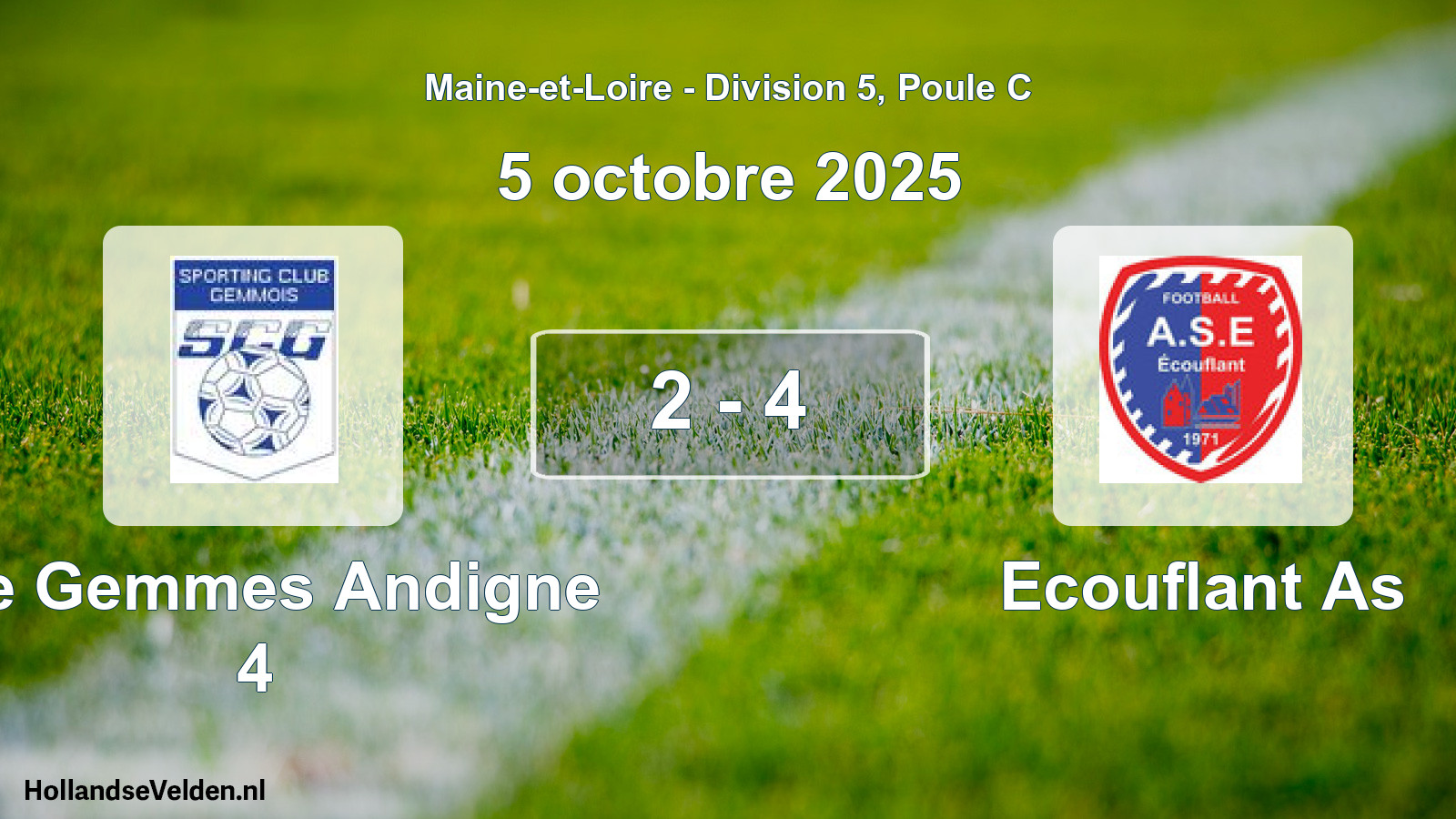 Gespeelde wedstrijd: Ste Gemmes Andigne 4 - Ecouflant As 2 - 4 (5 octobre 2025)