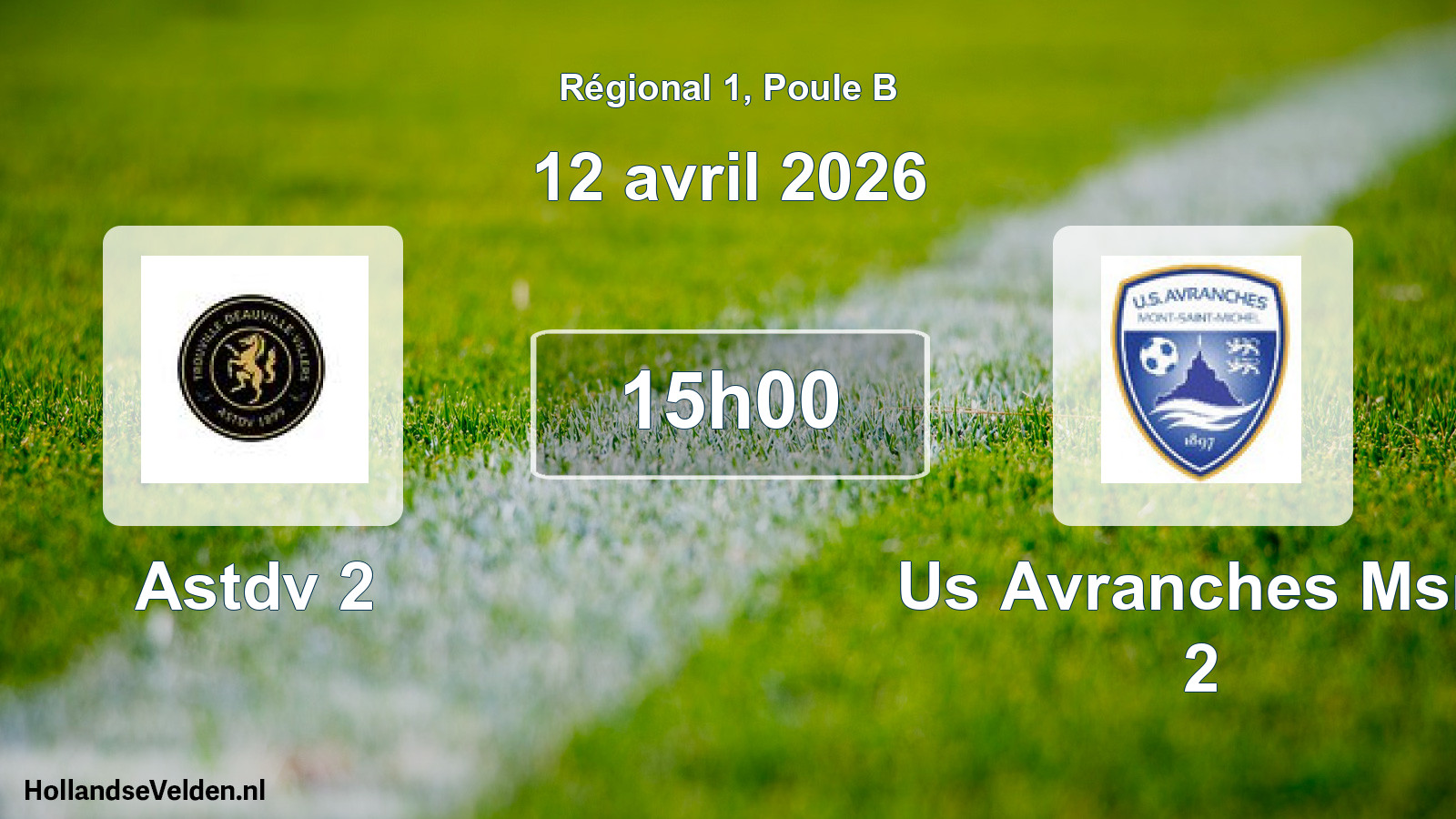 Geplande wedstrijd: Astdv 2 - Us Avranches Msm 2 (12 avril 2026)