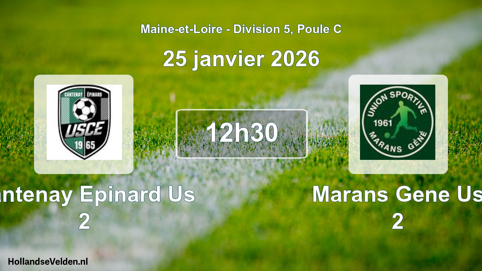 Geplande wedstrijd: Cantenay Epinard Us 2 - Marans Gene Us 2 (25 janvier 2026)