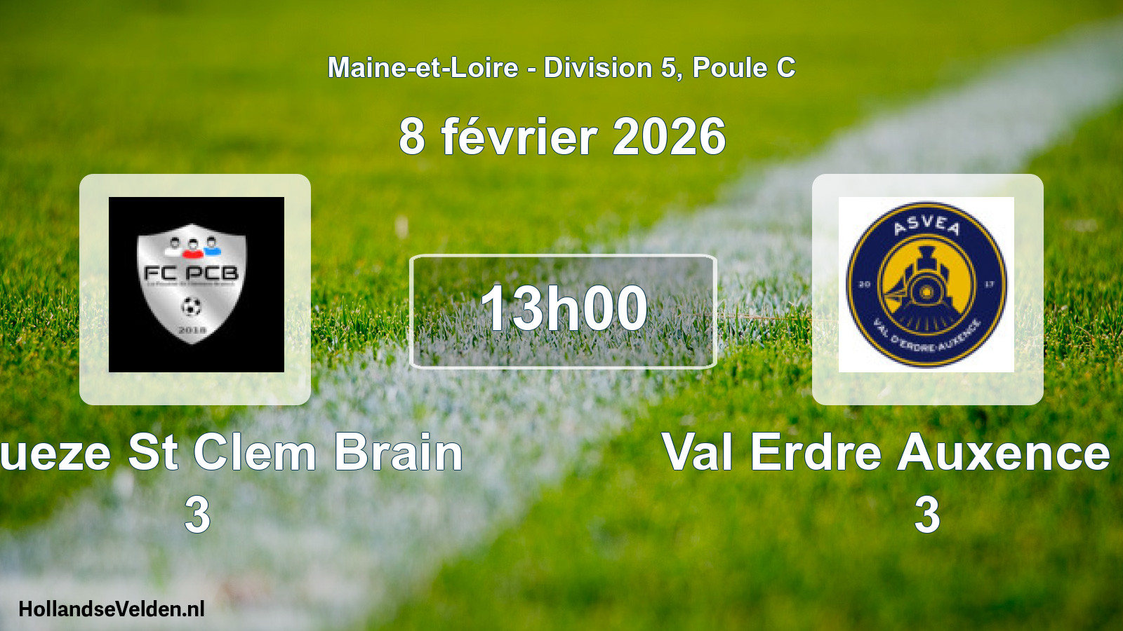 Geplande wedstrijd: Poueze St Clem Brain 3 - Val Erdre Auxence As 3 (8 février 2026)