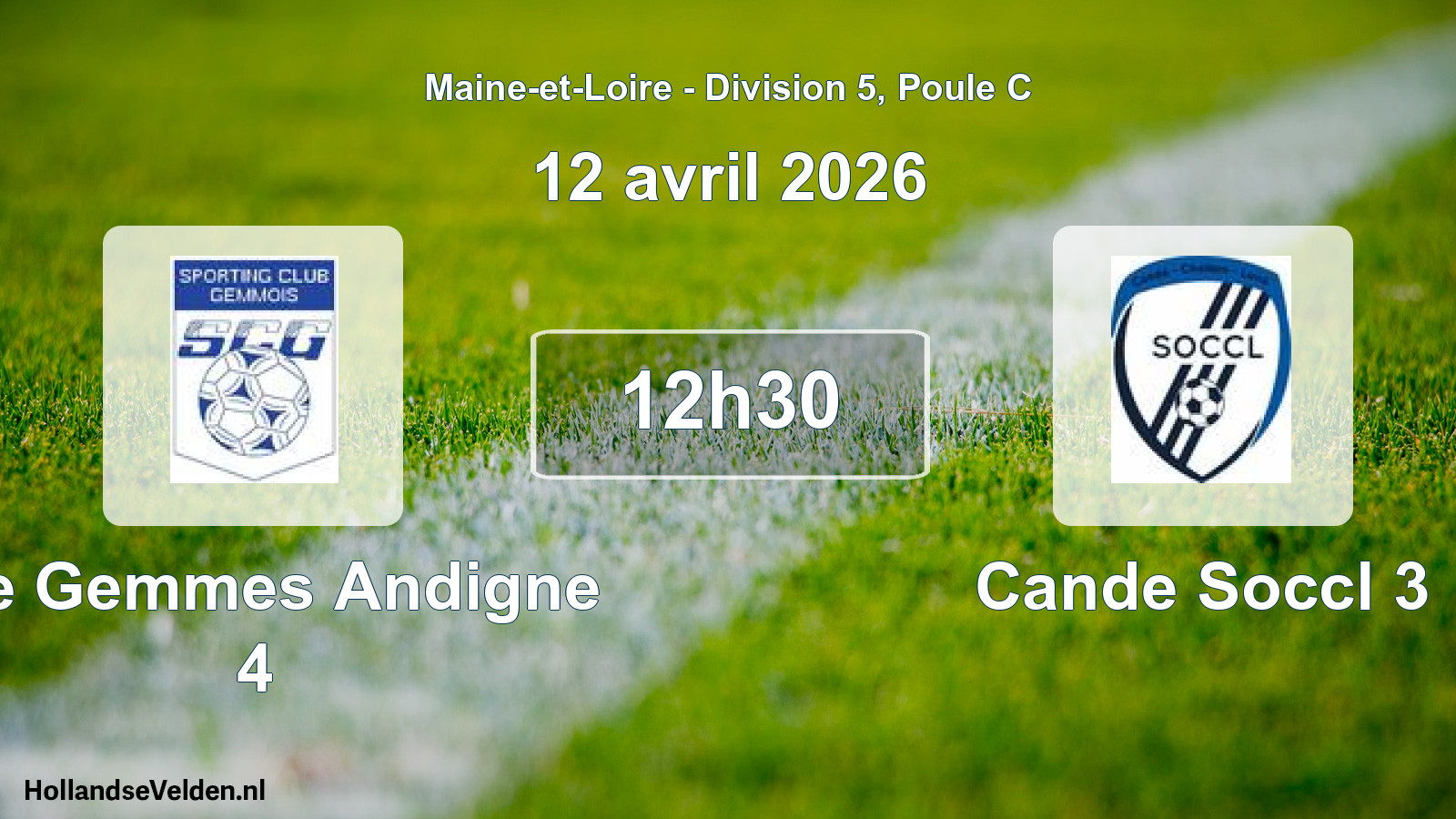 Scheduled Match: Ste Gemmes Andigne 4 - Cande Soccl 3 (12 April 2026)
