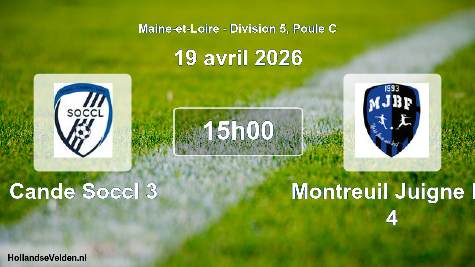 Geplande wedstrijd: Cande Soccl 3 - Montreuil Juigne Bf 4 (19 avril 2026)