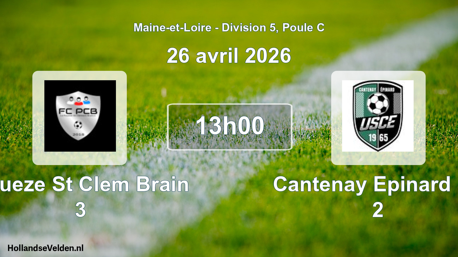 Geplande wedstrijd: Poueze St Clem Brain 3 - Cantenay Epinard Us 2 (26 april 2026)