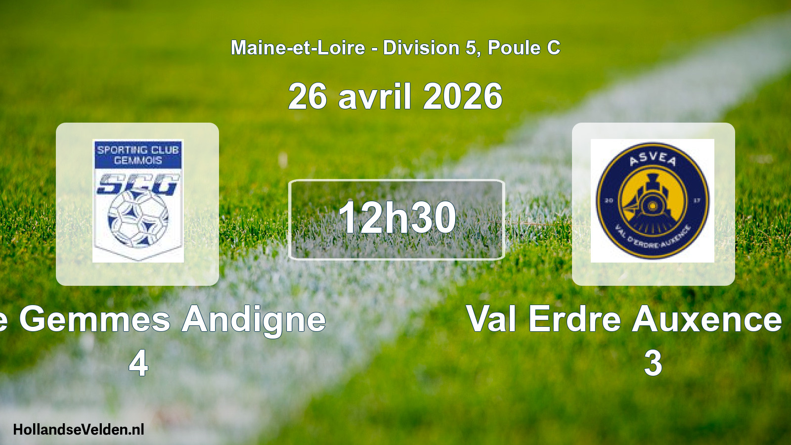 Geplande wedstrijd: Ste Gemmes Andigne 4 - Val Erdre Auxence As 3 (26 april 2026)