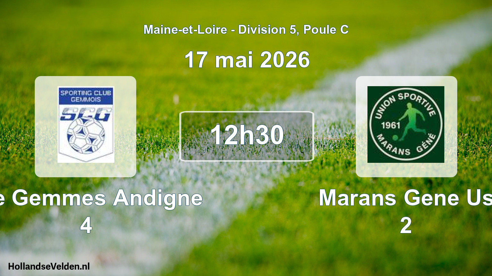 Geplande wedstrijd: Ste Gemmes Andigne 4 - Marans Gene Us 2 (17 mei 2026)