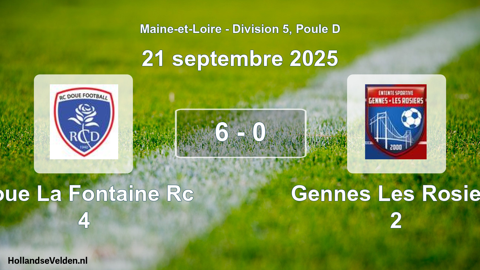 Gespeelde wedstrijd: Doue La Fontaine Rc 4 - Gennes Les Rosiers 2 6 - 0 (21 septembre 2025)