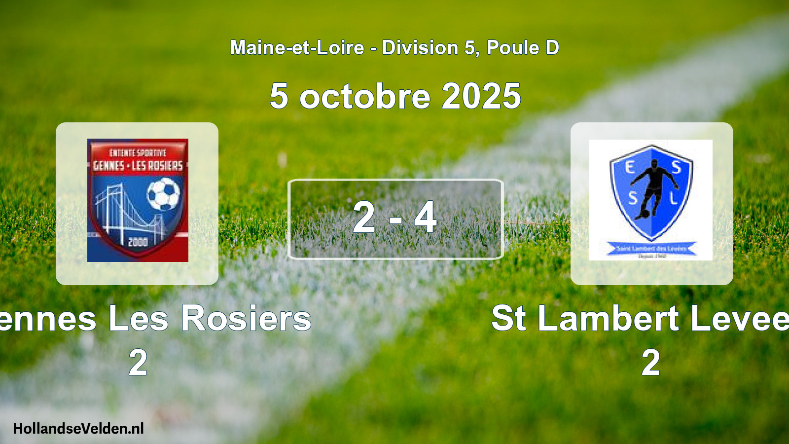 Gespeelde wedstrijd: Gennes Les Rosiers 2 - St Lambert Levees 2 2 - 4 (5 oktober 2025)