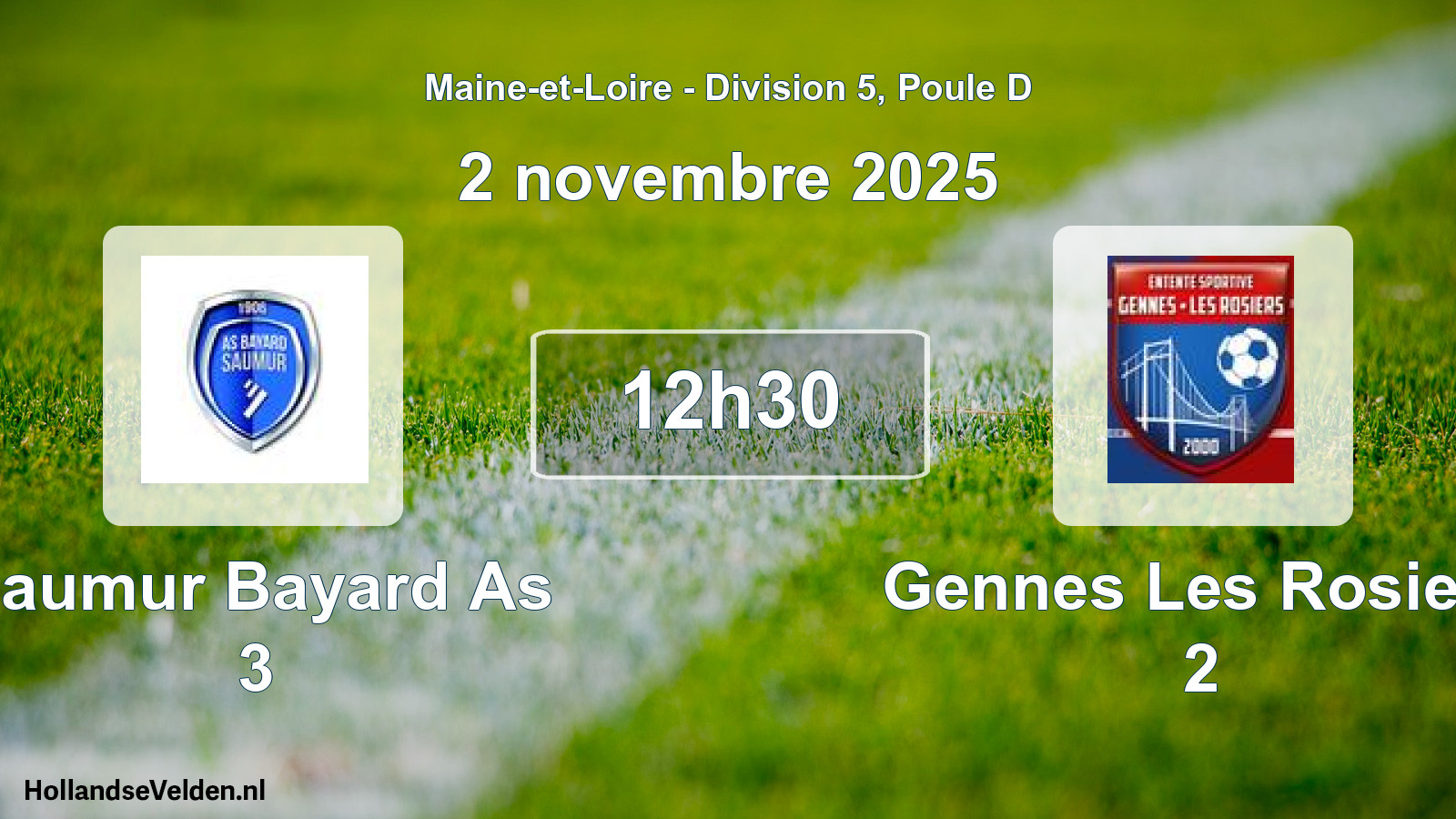 Geplande wedstrijd: Saumur Bayard As 3 - Gennes Les Rosiers 2 (2 novembre 2025)