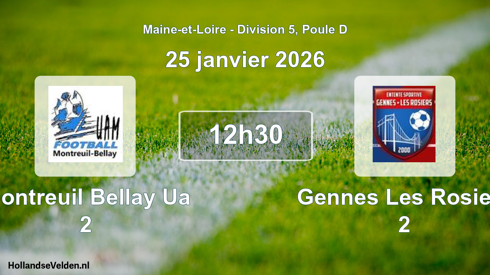 Geplande wedstrijd: Montreuil Bellay Ua 2 - Gennes Les Rosiers 2 (25 janvier 2026)