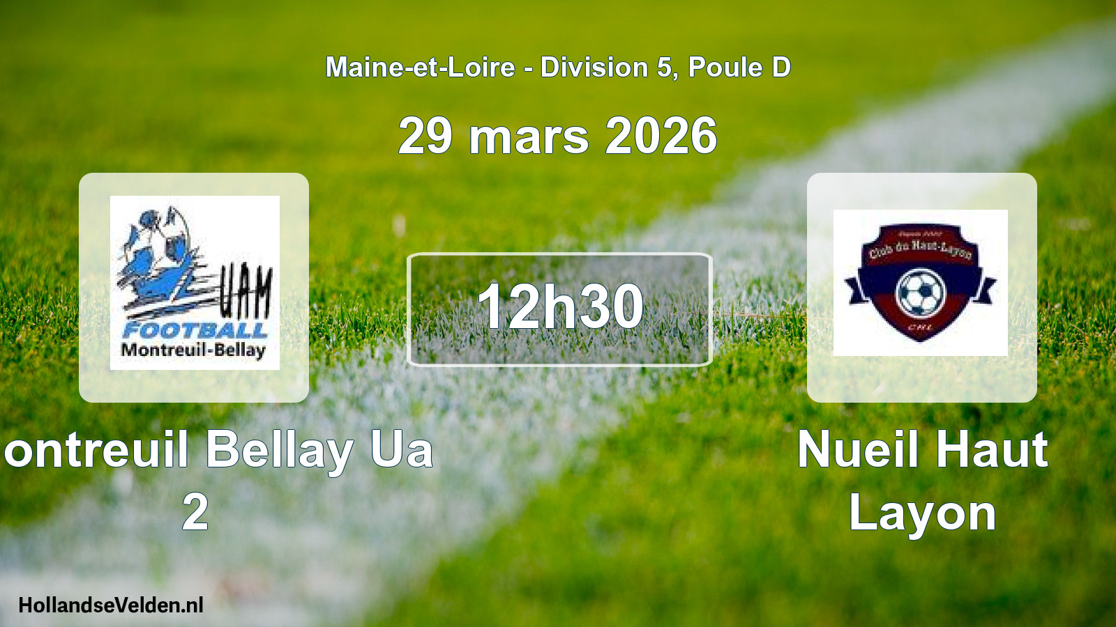 Geplande wedstrijd: Montreuil Bellay Ua 2 - Nueil Haut Layon (29 mars 2026)