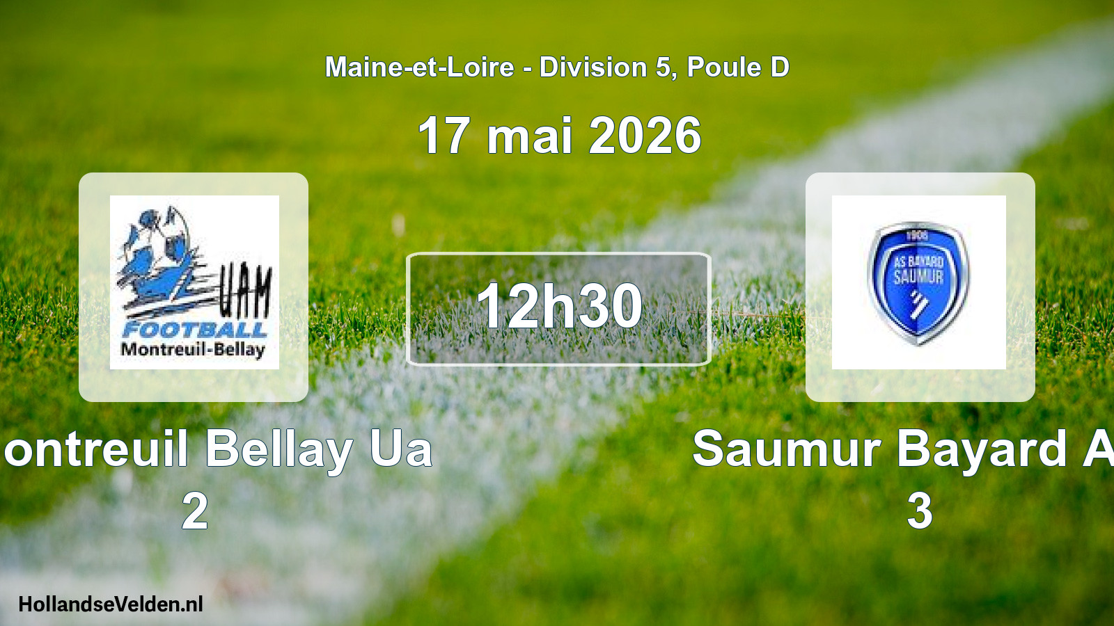 Geplande wedstrijd: Montreuil Bellay Ua 2 - Saumur Bayard As 3 (17 mai 2026)