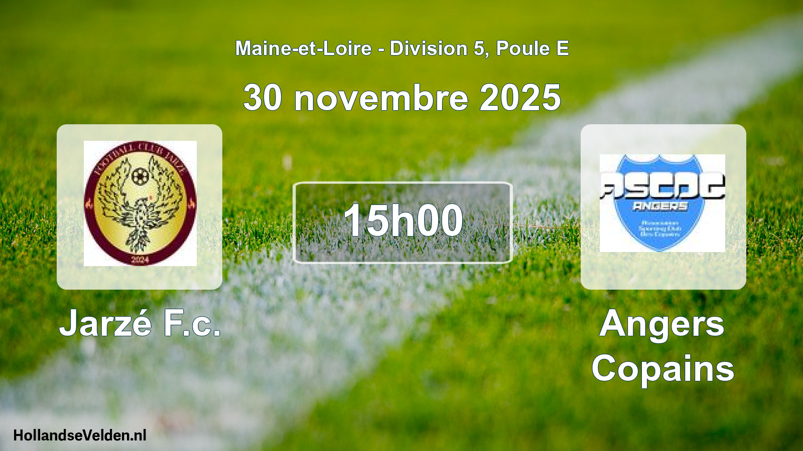 Geplande wedstrijd: Jarzé F.c. - Angers Copains (30 november 2025)