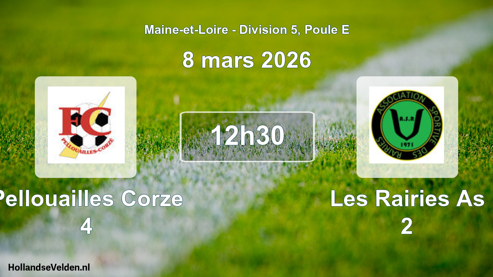 Geplande wedstrijd: Pellouailles Corze 4 - Les Rairies As 2 (8 mars 2026)