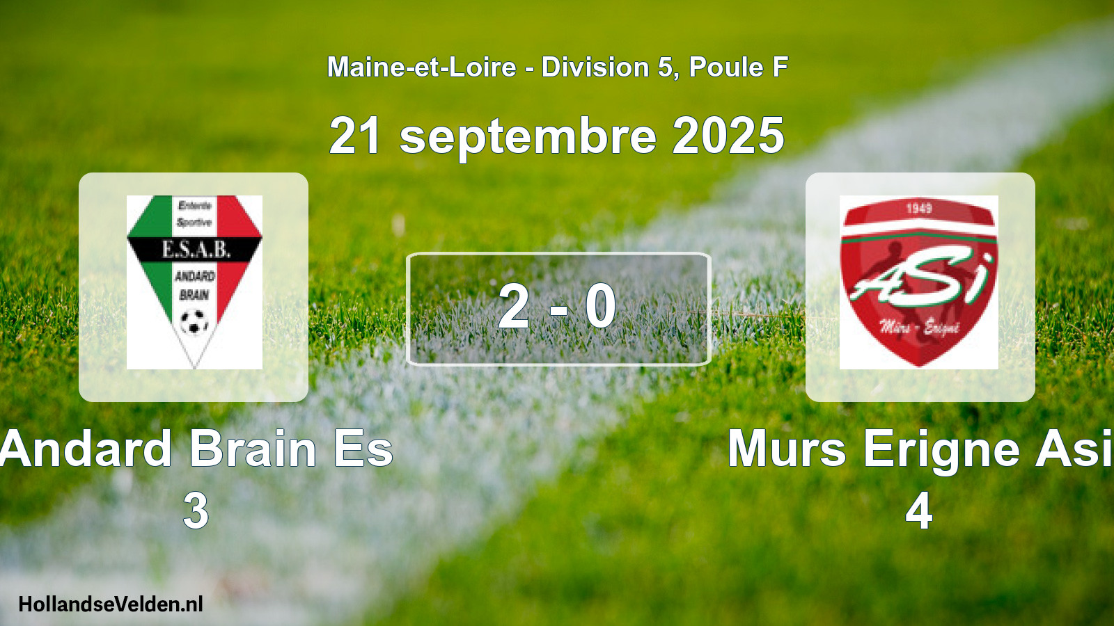 Gespeelde wedstrijd: Andard Brain Es 3 - Murs Erigne Asi 4 2 - 0 (21 septembre 2025)