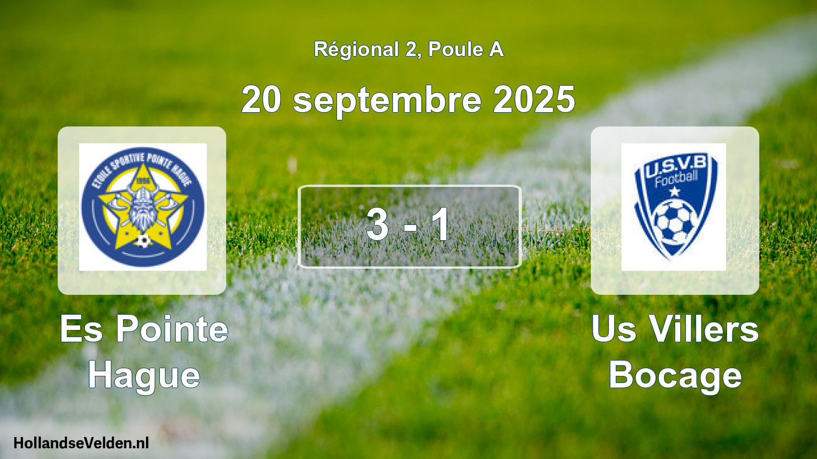 Gespeelde wedstrijd: Es Pointe Hague - Us Villers Bocage 3 - 1 (20 september 2025)