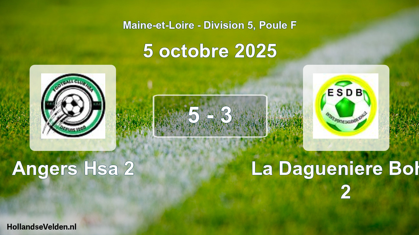 Gespeelde wedstrijd: Angers Hsa 2 - La Dagueniere Bohal 2 5 - 3 (5 octobre 2025)