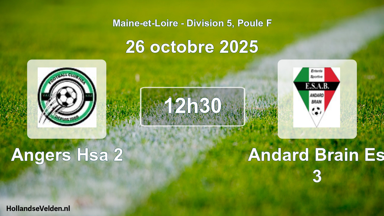 Geplande wedstrijd: Angers Hsa 2 - Andard Brain Es 3 (26 octobre 2025)
