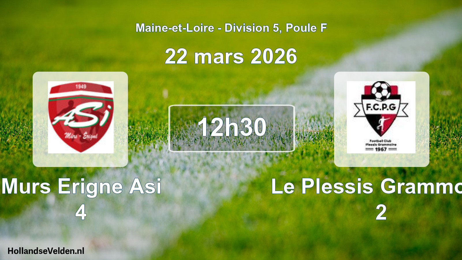 Geplande wedstrijd: Murs Erigne Asi 4 - Le Plessis Grammoire 2 (22 maart 2026)