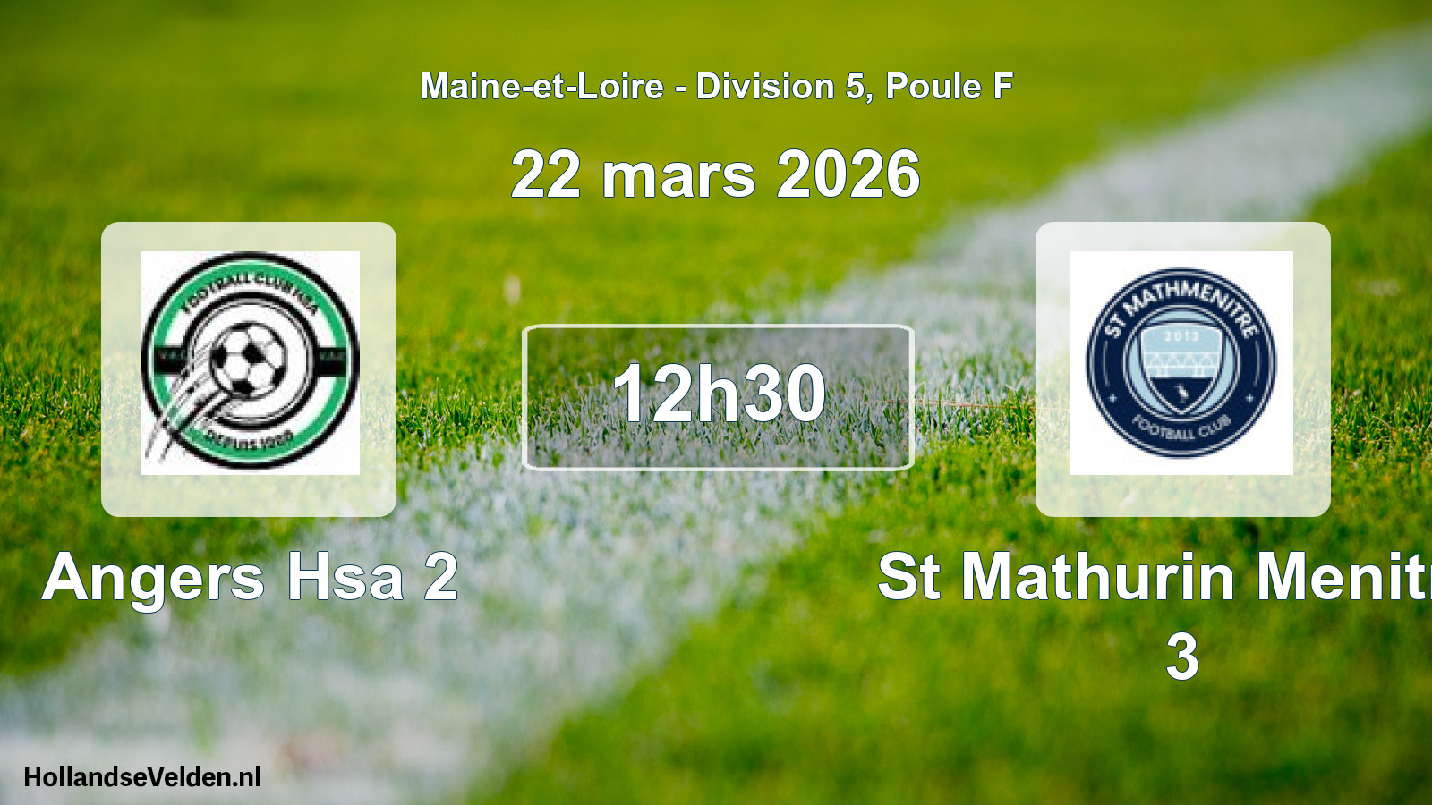 Geplande wedstrijd: Angers Hsa 2 - St Mathurin Menitre 3 (22 mars 2026)