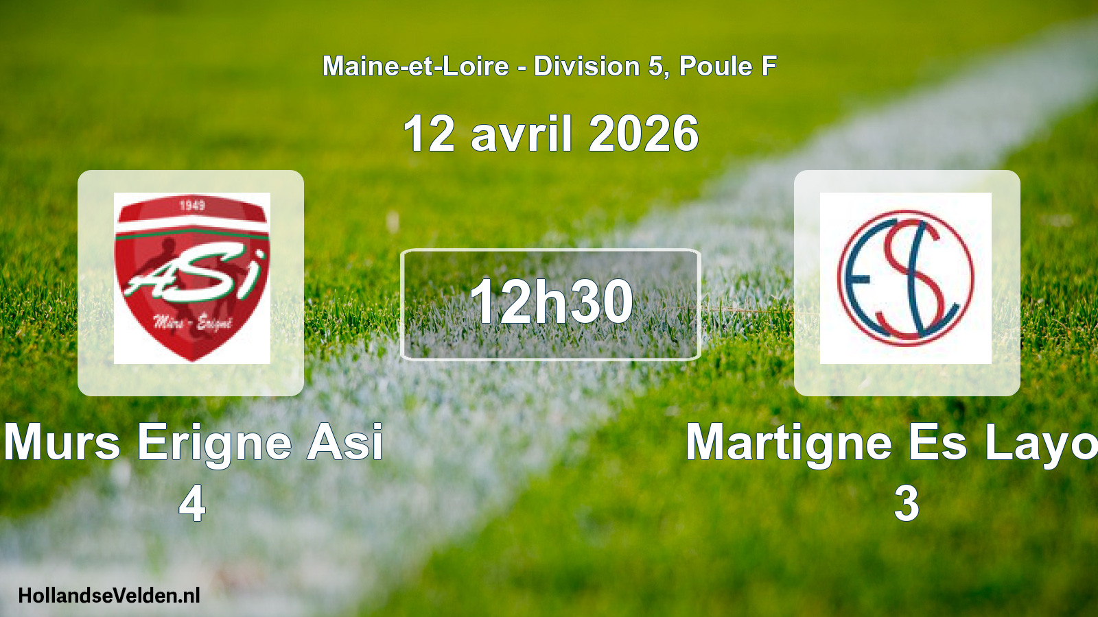 Scheduled Match: Murs Erigne Asi 4 - Martigne Es Layon 3 (12 April 2026)