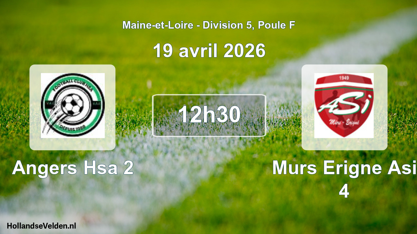 Geplande wedstrijd: Angers Hsa 2 - Murs Erigne Asi 4 (19 avril 2026)