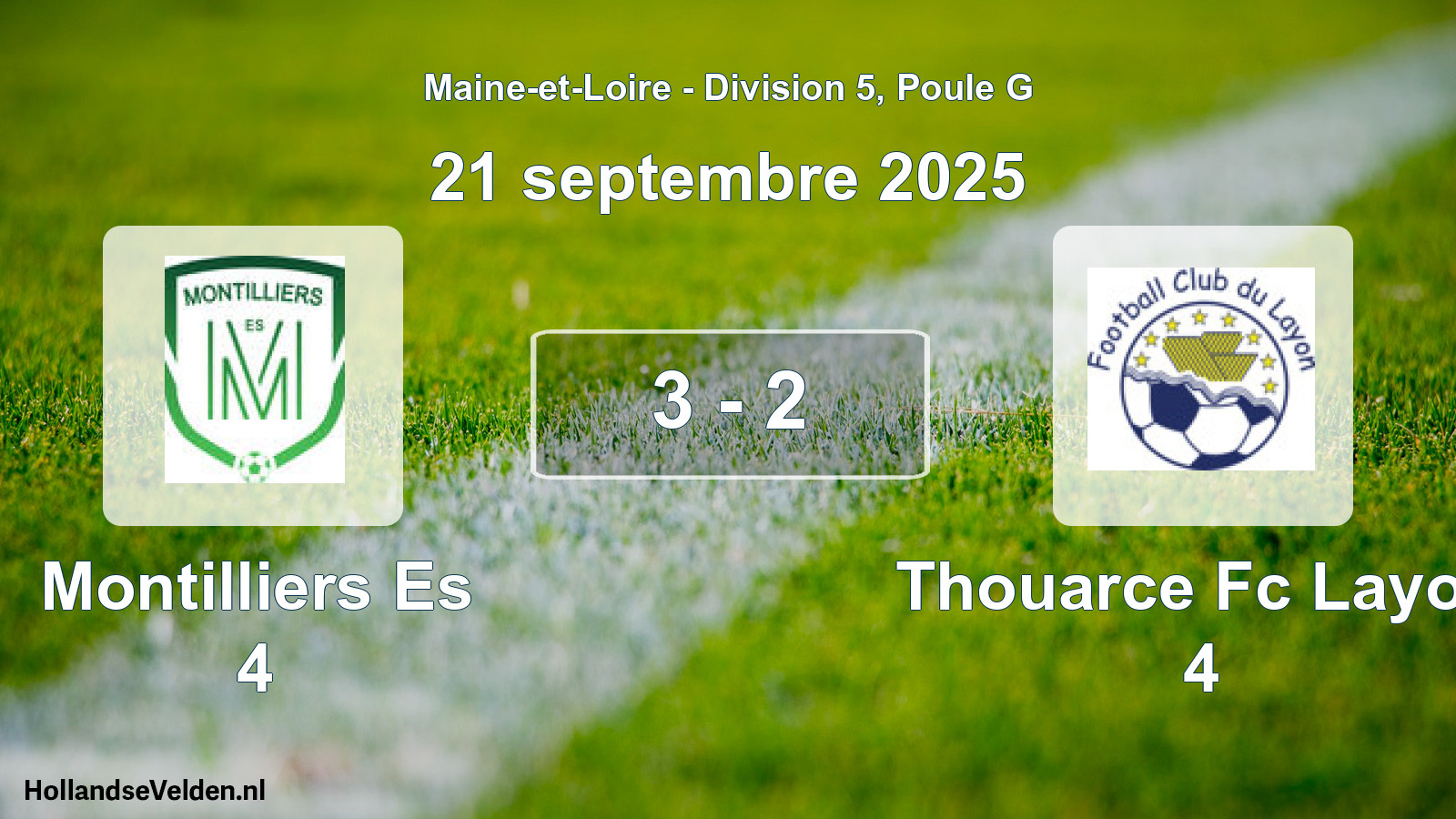 Gespeelde wedstrijd: Montilliers Es 4 - Thouarce Fc Layon 4 3 - 2 (21 septembre 2025)