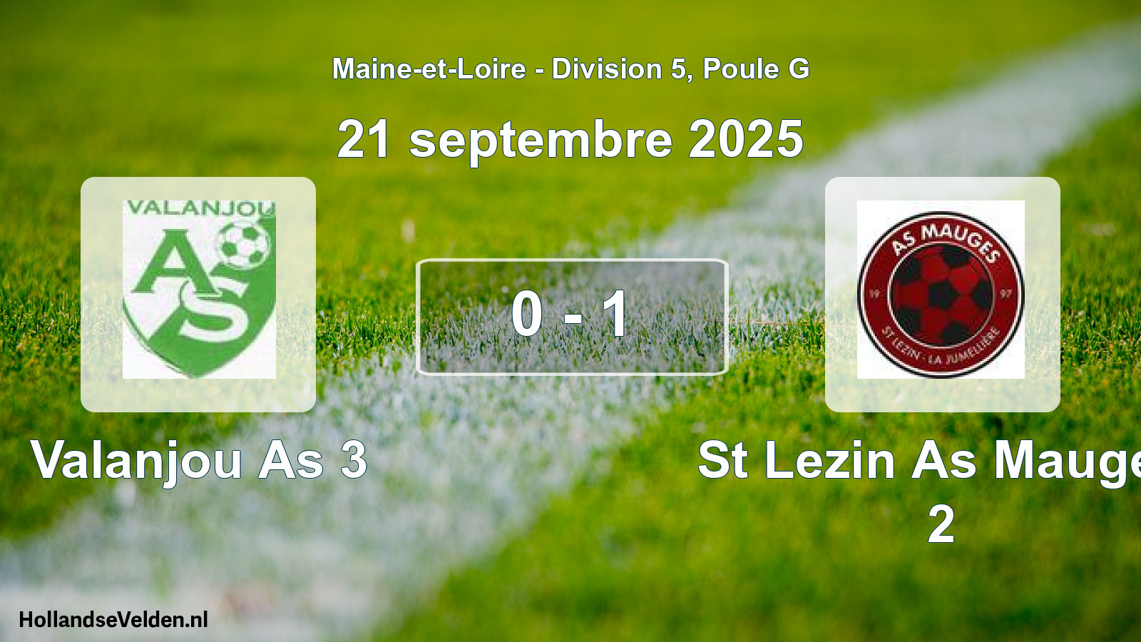 Gespeelde wedstrijd: Valanjou As 3 - St Lezin As Mauges 2 0 - 1 (21 september 2025)