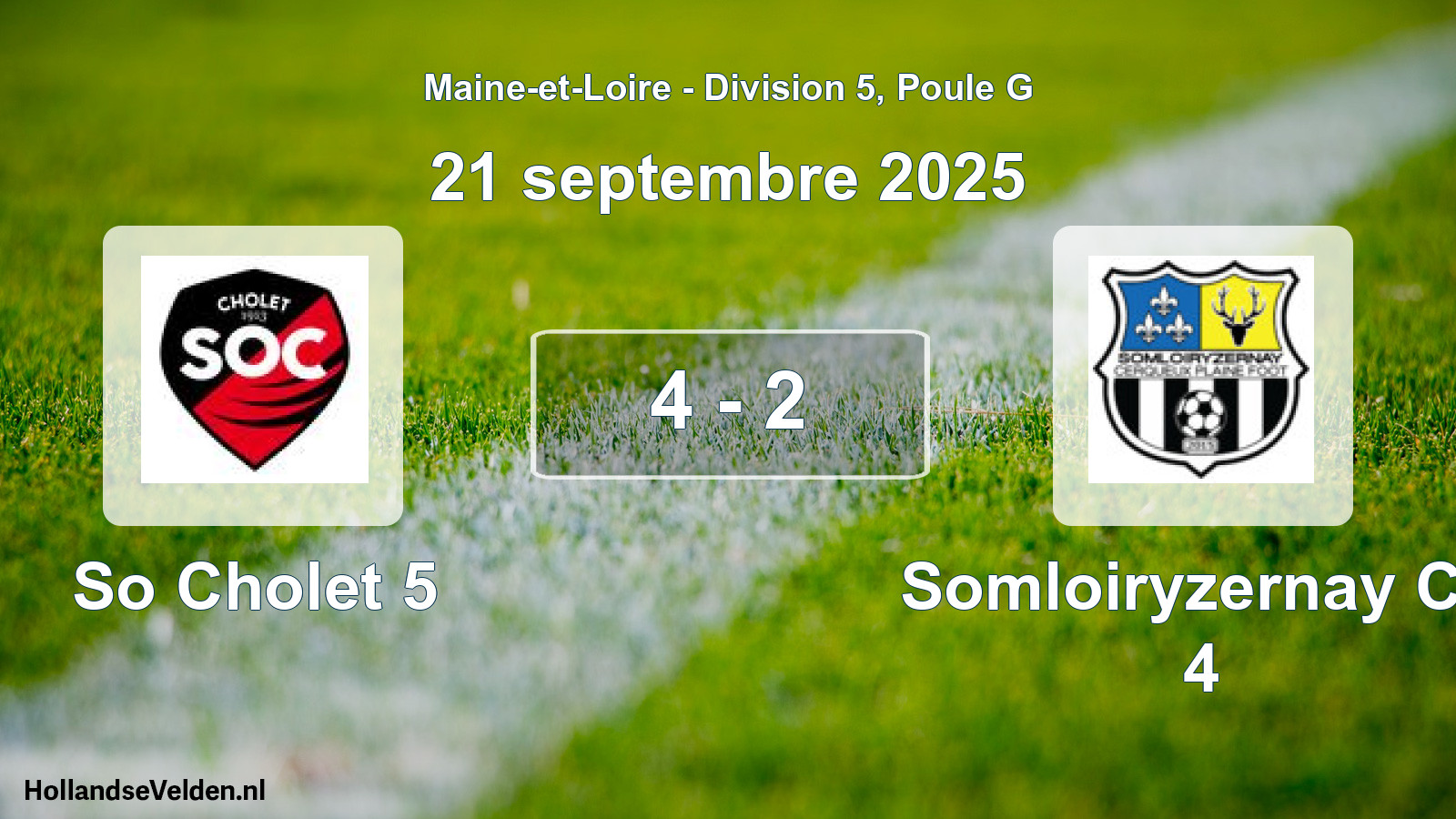 Gespeelde wedstrijd: So Cholet 5 - Somloiryzernay Cp 4 4 - 2 (21 september 2025)