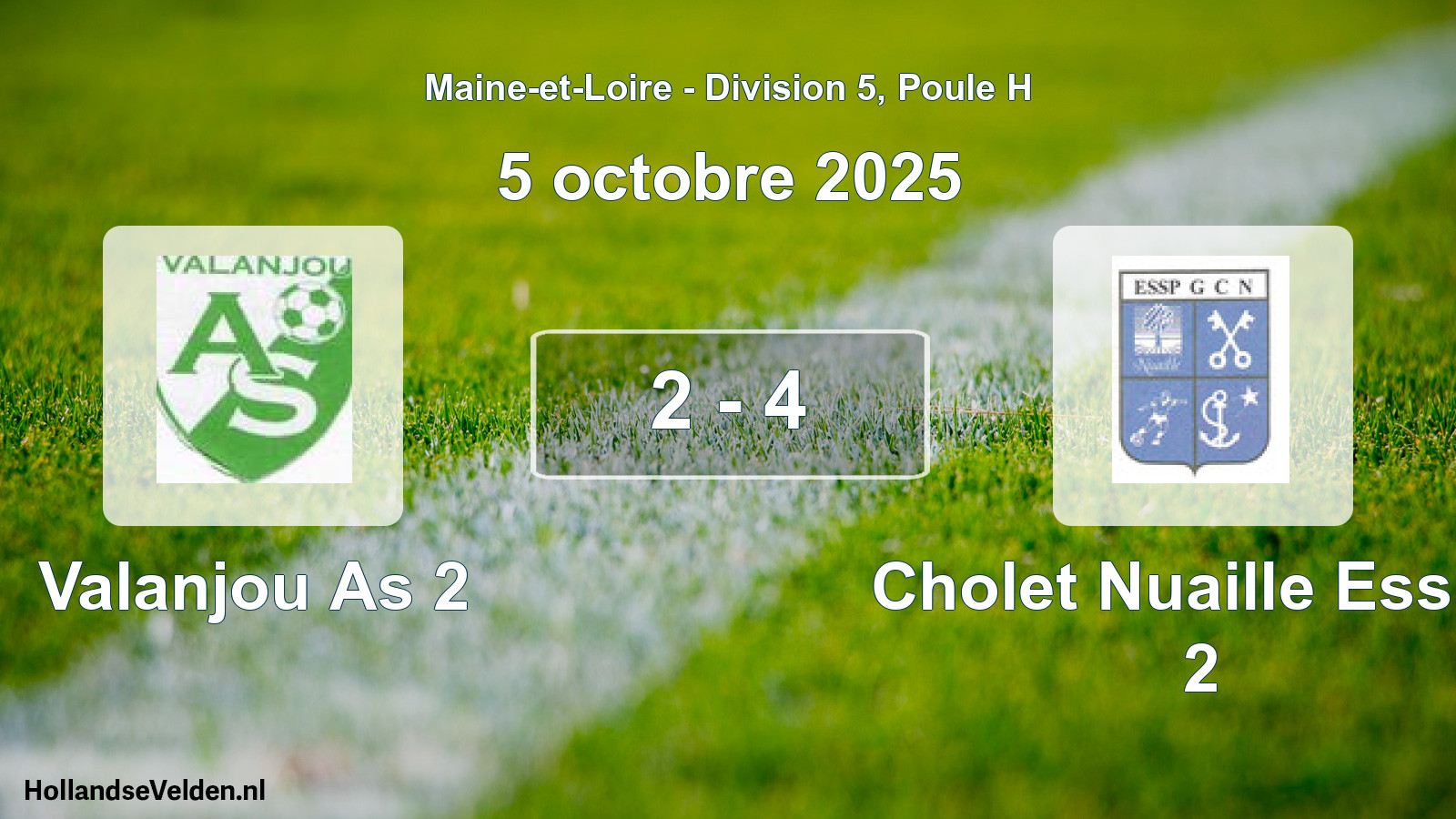 Gespeelde wedstrijd: Valanjou As 2 - Cholet Nuaille Esspg 2 2 - 4 (5 octobre 2025)