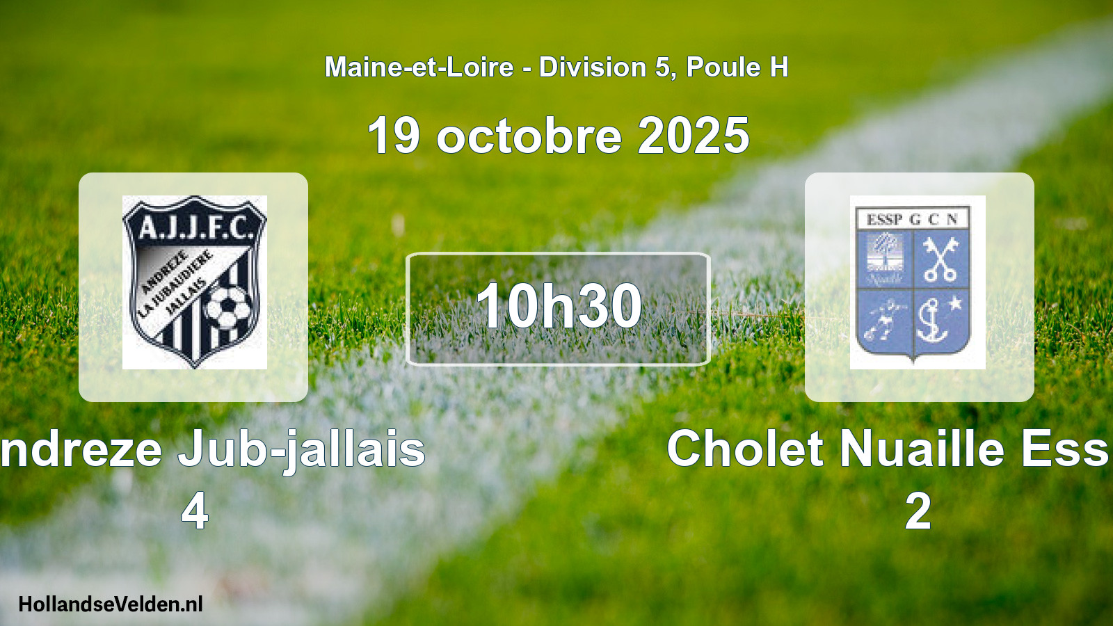 Geplande wedstrijd: Andreze Jub-jallais 4 - Cholet Nuaille Esspg 2 (19 octobre 2025)