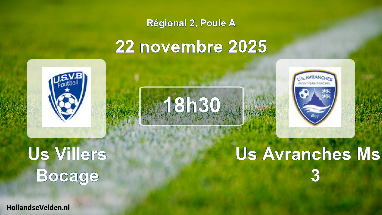 Scheduled Match: Us Villers Bocage - Us Avranches Msm 3 (22 November 2025)