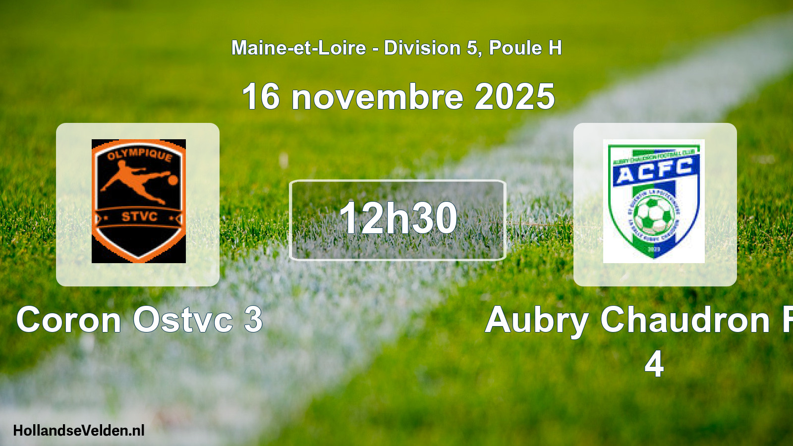 Geplande wedstrijd: Coron Ostvc 3 - Aubry Chaudron Fc 4 (16 november 2025)